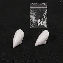 4 Pairs Cold White Vampire Fangs, Vampire Teeth, Zombie Fake Teeth Simulation Teeth Props, Halloween Vampire Fake Teeth, Zombie Teeth, Little Tiger Teeth Cosplay Halloween Makeup Props, Cosplay Photo Props, LARP Party Fun Items, Stage Performance Accessories, Need To Be Used With Dental Glue To Attach To Teeth - Multicolor - View 3