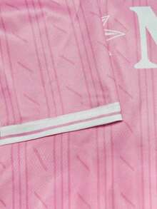 Italian Naples Style Men's Football Jersey & Lightweight Soft Crew Neck Sports Top & Match, Training, Daily Wear, Gift & World Cup - Pink - View 5