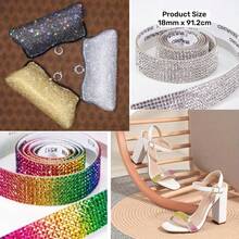 Self-Adhesive Rhinestones, Crystal Diamond Stickers, DIY Craft Decorations, 1 Piece, 91 Centimeters - Baby Pink - View 6