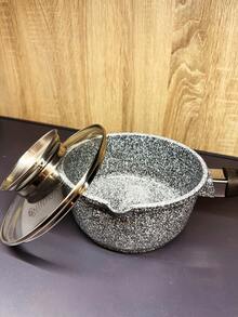 16cm Ceramic Non-Stick Saucepan With Glass Lid & Aroma Dispenser, 1.3L Induction Cooking Pot With Stay-Cool Handle – Black / Grey - View 5