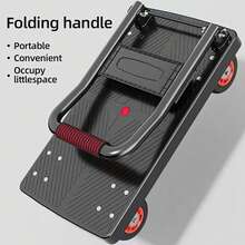 NOREMOCO Practical Foldable Utility Cart, Heavy-Duty Multi-Purpose Flatbed Trolley With 360° Swivel Silent Rubber Wheels, Lightweight And Portable, Ideal For Shopping, Luggage Transport, And Cargo Handling - Black and Red - View 9