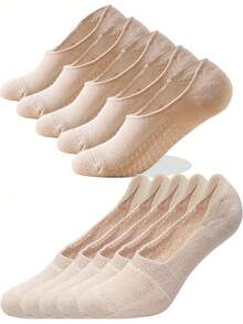 5/10/20 Pairs Women's Terry Lining Mesh Invisible Boat Socks, Non-Slip Low Cut Socks (Without Sock Board) - Multicolor - View 3
