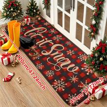1/2/3pcs Christmas Theme Kitchen Rug, Flannel Kitchen Mat Red & Black Plaid Snowflake Pattern, Soft Comfortable Absorbent Non-Slip, Machine Washable With Non-Slip Backing, Suitable For Multiple Scenes: Doorway, Living Room, Bedroom, Kitchen, Dining Room, Bathroom, Laundry Room, Entryway, Christmas Holiday Home Decor Floor Mat - Multicolor - View 14