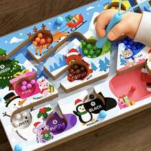 1 Set Christmas Ball Color Sorting Board, Acrylic Protective Children's Color & Animal Cognition Ball Maze, Wooden Early Education Educational Toy - Multicolor - View 8