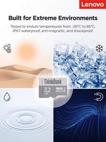 Lenovo TF106 Industrial-Grade Durable MicroSD Memory Card, 4K Ultra HD Recording, High-Speed Read/Write, Waterproof, Shockproof, Extreme Temperature Resistant, Suitable For Dash Cams/Security Surveillance/Drones - View 6