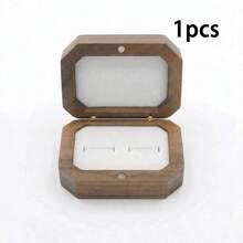1 Piece Personalized Octagonal Walnut Two‑Slot Ring Box, Custom Unique Ring Box For Proposal, Engagement, Wedding And Anniversary - Multicolor - View 9
