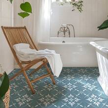 MORCART MORCAR Self-Adhesive Floor Tiles - 20pcs, 20cm X 20cm Vinyl Floor Tiles - Waterproof Self-Adhesive Tile Stickers, Suitable For Wall Backsplash, Bathroom, Kitchen - Green Floral Design - Flowers - View 11