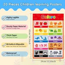 1 Set Of 20 ABC Letter Educational Wall Posters, Early Learning Wall Stickers, Preschool Teaching Aids, Home And Classroom Decoration, Essential School Supplies - Multicolor - View 3