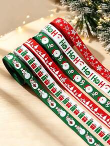 Christmas Ribbon DIY Bow Gift Wrapping Christmas Scene Woven Tape Party Colorful Ribbon - Multicolor - View 2