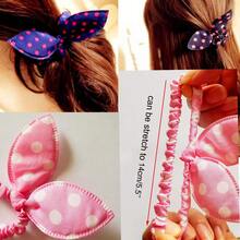 2/5/10pcs/Set Colorful Rabbit Ear Hair Ties, Women's Cute Cartoon Bow Hair Bands, Rubber Bands For Hair (Random Color) - Multicolor - View 4