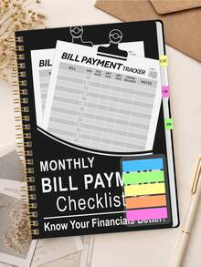 1pc Monthly Bill Payment Tracker Notebook, Undated Budget Ledger With Expense & Savings Records, Halloween Notebook For Office Decor And Accessories, Nurse Essentials, Bible Study Materials - A - View 7