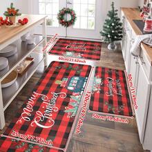 1/2/3pcs Christmas Theme Kitchen Rugs, Flannel Kitchen Rugs, Soft Comfortable Absorbent Non-Slip Machine Washable With Backing, Multi-Functional Home Floor Mats Suitable For Doorway, Living Room, Bedroom, Kitchen, Dining Room, Bathroom, Laundry Room, Entryway And Christmas Holiday Decoration - Multicolor - View 14