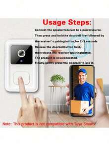 Wireless WiFi Video Doorbell With Indoor Chime, 2.4GHz Smart Door Bell Camera With Two-Way Audio, Night Vision, Motion Detection & Snapshot, App Controlled Home Security Doorbell, Note: Only Supports 2.4G WiFi, Not Compatible With Tuya Smart - View 11