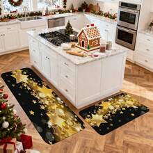 1/2/3pcs Christmas Theme Kitchen Rug, Flannel Kitchen Rug, Comfortable Soft Absorbent Non-Slip Machine Washable With Non-Slip Backing, Multi-Functional Home Floor Mat, Suitable For Doorway, Living Room, Bedroom, Kitchen, Dining Room, Bathroom, Laundry Room, Patio, Entryway, Holiday Christmas Decor Mat - Multicolor - View 7