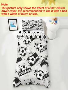 2/3-teiliges Kinder Sport Fußball Bettbezug Set, umkehrbares Cartoon Muster Bettwäsche, inklusive Kissenbezug, weiche Mikrofaser Bettwäsche, Jungen Schlafzimmer Dekoration, ganzjährig, Reißverschluss (ohne Füllung), Kissenbezug Größe 50x75cm, 100% Polyester - Verschiedenfarbig - Übersicht 5