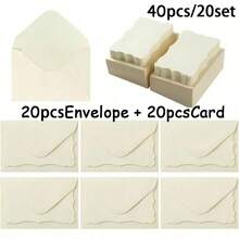 100/60/40/10/2pcs Mini Vintage Envelopes With White Wavy Lace Note Cards, Small Self-Adhesive Envelopes Size 10.2x7cm, Suitable For Wedding Invitations, Gift Cards, Graduation Cards, Birthday Invitations, Halloween, Thanksgiving And Christmas Greetings - B - View 11