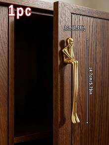 2pcs Decorative Thinker Shaped Cabinet Handles, Brass Gold Art Sculpture Furniture Pulls, Unique Long Portrait Drawer Handles, Suitable For Cabinets, Dressers, Wardrobes Hardware Decoration - Gold - View 14