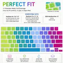 1pc Colorful Gradient Silicone Keyboard Cover US Layout For MacBook Neo 13/Pro14/16 Air13.6/15 M1‑M5 A2442 A2485 A2681 A3404,Ultra‑Thin Protector Skin,Dust‑Resistant Keyboard Protective Accessory - View 7