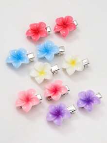 30pcs Autumn Girls Candy Color Random Color Flower Hair Clips Small Plumeria Side Clips Hair Accessories Alligator Hair Clips Bangs Clips Hair Ornaments Suitable For Daily Use - Multicolor - View 2