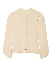 Knit Cardigan For Women Beige Sweaters Female Button Up Knitted Going Out Tops Fall Puff Long Sleeve Outfit Woman Causal Knitting Sweater - Beige - View 5