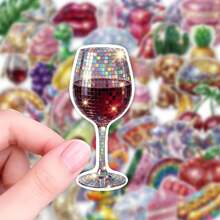 50Pcs Y2K Sparkly Disco Mirror Ball Stickers, Shiny Glitter Fruit Snack Cute Pet Party Decals For Bullet Journal, Gift Wrap & Scrapbook Embellishment - Multicolor - View 6