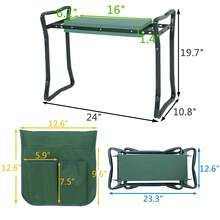 Foldable Garden Kneeler Seat, Portable Gardening Bench Stool Soft Kneeling Foam Pad W/Tool Pouch - 6" Width Seat - View 4