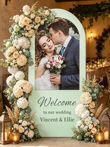 Customizable Stretch Arch Wedding Backdrop Set – Includes Stretch Arch Covers In Various Colors And A Welcome Sign Featuring The Couple's Portraits; Available In Multiple Sizes And Reusable - Multicolor - View 9