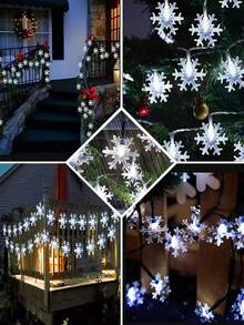5M/7M/12M Solar Snowflake String Lights, Outdoor Waterproof Light String, 8 Lighting Modes,20/50/100 LED Fairy Light String,Gardens,Courtyards,Gatherings,Parties,Weddings,Christmas Trees,Houses,Balconies,Pavilions,Christmas Decorations,Seasonal Decor - Solar Christmas Snowflake Light - View 9