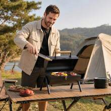 Portable Folding Outdoor Charcoal Grill With Double-Sided Griddle Pan For Home And Camping - View 7