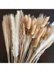20/80/100/200pcs Brown Artificial Reed Grass Bouquet, Large Capacity Rabbit Tail Grass, 43.18cm Bohemian Style Artificial Fluffy Reed, Suitable For Home, Wedding, Event And Holiday Decoration (Christmas, Halloween, Easter, Thanksgiving) - Brown - View 3