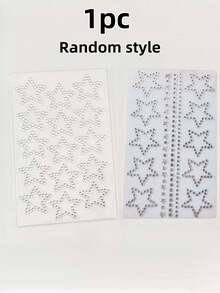 1 Sheet 10pcs Star-Shaped Rhinestone Stickers, Silver Glitter Sequin Self-Adhesive Crystal Star Stickers, Suitable For Face, Hair, Makeup, Body, Crafts, Holiday Decoration - White - View 8