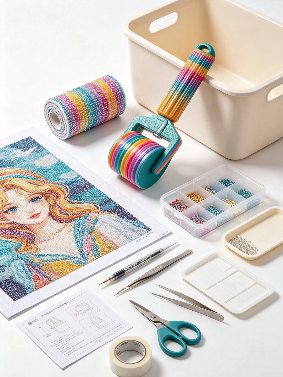 1pc Diamond Painting Roller Tool, Handheld Diamond Painting Roller Tool, DIY Craft Tool, Suitable For Diamond Embroidery And Detachable Diamond Painting Accessories - A - View 1