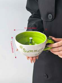 1pc Highly Attractive "Summer Warm Sun Crocodile" Ceramic Coffee Mug, Ins Cute Personalized Creative Niche Design Embossed 3D Crocodile Decor Mug, Large Capacity Cup, Exquisite, Perfect Gift - Multicolor - View 9