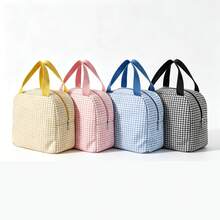 Miniso Classic Gingham Insulated Lunch Bag (Mixed Styles), Thermal‑Lined Portable Food Tote With Dual Handles For Work, School & Picnic (1PC Random Delivery) - Multicolor - View 1