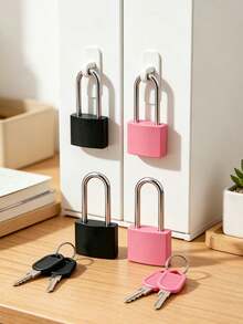 Metal Small Padlock With 2 Keys, Small Combination Lock, No Assembly Required, Waterproof, Luggage Lock With Keys, Small Luggage Padlock, Metal Key Padlock, Suitable For Luggage, Pencil Case, Backpack, Travel Accessories, School Locker, Sports Locker, Fence, Toolbox, Suitable For Graduation, Back To School, Teacher's Day Gift - Multicolor - View 1