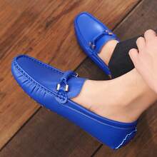 Plus Size Men's Handmade Loafers, Slip-On Moccasin Shoes, Comfortable Casual Work Walking Driving Flat Shoes - Royal Blue - View 14