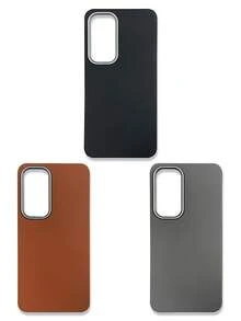 1 Set 3pcs Solid Color Lychee Texture Faux Leather Large Window Phone Case Covers, Black / Caramel Brown / Premium Gray Minimalist Solid Color Leather Texture Full Coverage Protective Shell, Raised Camera Frame Anti-Drop Anti-Slip Soft Shell, Business Commute Premium Style, Autumn/Winter Bestselling Phone Case, Suitable For Personal Use, Birthday Gift Choice; Compatible With IPhone Case & Galaxy Case, Compatible With IPhone 17/17 Pro/17 Pro Max - Multicolor - View 49