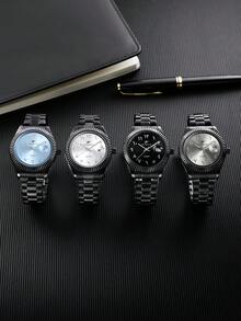 RICECGO Unisex Quartz Watch With Adjustable Black Strap, Round Dial, Casual Sports Fashion Design, Suitable For Daily Wear And Birthday Gift - Black - View 11