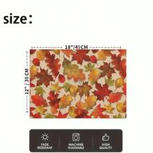1/4/6pcs Autumn Series Colorful Oak Leaf Pattern Printed Placemats Suitable For Home Kitchen/Heat-Resistant Table Mat Kitchen Table Party Scene Decoration - Multicolor - View 6
