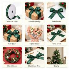 Christmas Gold Foil Ribbon 25 Yards 1cm Wide Christmas Tree Decoration DIY Bow Handmade Party Supplies Holiday Gift Wrapping Ribbon - A - View 6