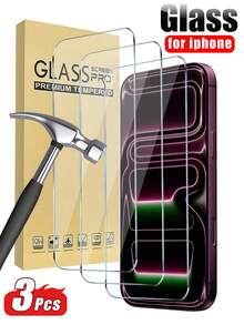 3pcs Full Coverage Tempered Glass Screen Protector, Anti-Collision Anti-Scratch, Smooth Surface, Easy Installation, Crystal Clear, Smooth Touch, 9H Hardness, Suitable For Phone Case, Compatible With Iphone Ultra/18 Pro Max/18 Pro/18/17e/17 Pro Max/17 Pro/17 Air/17/16 Pro Max/16 Pro/16 Plus/16/15 Pro Max/15/14/13/12/11 And Other Models, Compatible With Iphone Screen Protector - Clear - View 7