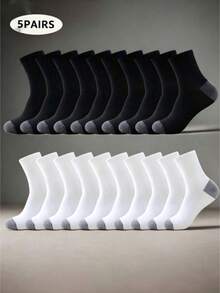 5/10/20 Pairs Men's All-Season Comfortable Sports Home Back To School Mid-Calf Socks, Unisex - Multicolor - View 7