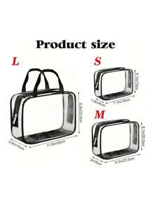6/3/1pc 3 Sizes Black Transparent PVC Storage Bags, Portable Zipper Children's Toy Storage Bags With Handle, Baby Room Waterproof Storage Bags - Multicolor (Black) - View 6