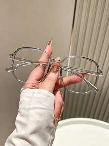 1Pc/3Pcs Polygon Large Frame Fashion Glasses, Suitable For Daily Wear, Holiday Gifts, Casual, Formal Occasions, Exquisite Style - Transparent - View 10