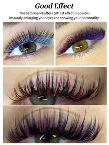 16 Rows Macaron Colorful Eyelash Extensions, 8 Colors Rainbow Faux Mink Single Lash, Soft Classic Voluminous Eyelash Tray, Suitable For Salon Lash Artists, Cluster Lashes, Cluster False Eyelashes, Professional Eyelash Extension Supplies, Winky Beauty - D - View 4