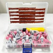 تصوير فوتوغرافي حقيقي لأدوات إصلاح إطارات السيارات، بما في ذلك أدوات إصلاح الإطارات بدون أنبوب مع شرائط مطاطية ومسامير إصلاح الإطارات. مناسبة لإصلاح انفجار الإطارات في السيارات والدراجات النارية والدراجات الهوائية - A - مشاهدة 2