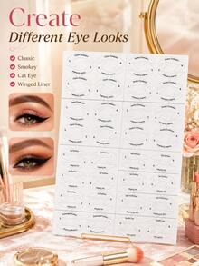 1PC Eye Makeup Stencil Sticker, Eyeliner Shadow Shaping Template, Cat Eye Eyeliner Guide & Smoky Eye Makeup Assistant, Quick Makeup Tool For Beginners, Suitable For Home, Travel, Party, Gift For Women, Girls/Makeup Beginners, Valentine's Day, Mother's Day - Multicolor - View 10