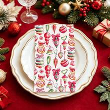 19/39/59pcs Christmas Ball Napkins, Printed With Special Christmas Patterns, Candy Ball And Snowflake Designs, Perfect Decorative Napkins For Christmas Holiday And Winter New Year Dinner - View 4