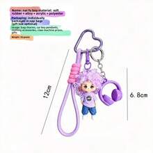 Cartoon Curly Hair Doll Keychain Pendant Cool Couple Character Charm Cute Bag Hanging Chain Creative Small Gift 1pc/2pcs,Purse Charms - Multicolor - View 7