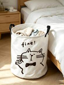 Cute Pig & Bear Print Fabric Storage Bin With Dual Black Handles, Large Capacity Foldable Design, Durable Wear-Resistant Fabric Material, Easy To Store And Organize, Suitable For Dirty Clothes, Dolls, Miscellaneous Items And Home Sundries, Ideal For Bedroom, Dormitory, Rental Home, Suitable For Homeowners And Students, Simple And Adorable Appearance, Aesthetic Placement, Convenient Access, Practical Home Storage Essential - Multicolor - View 6